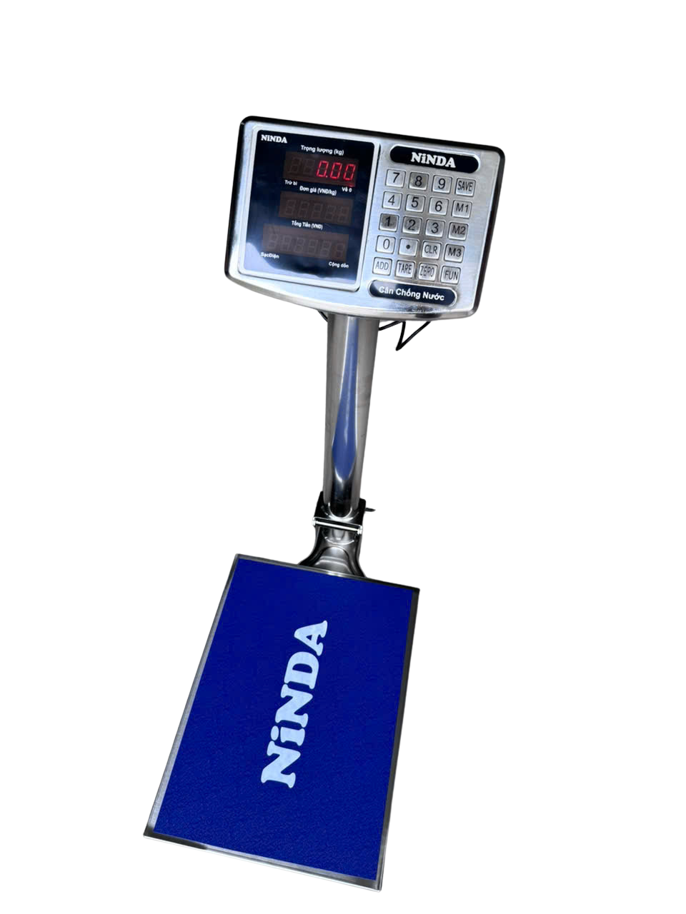 Cân bàn điện tử Inox chống nước NINDA cân hải sản , cân bán hàng tải 150kg