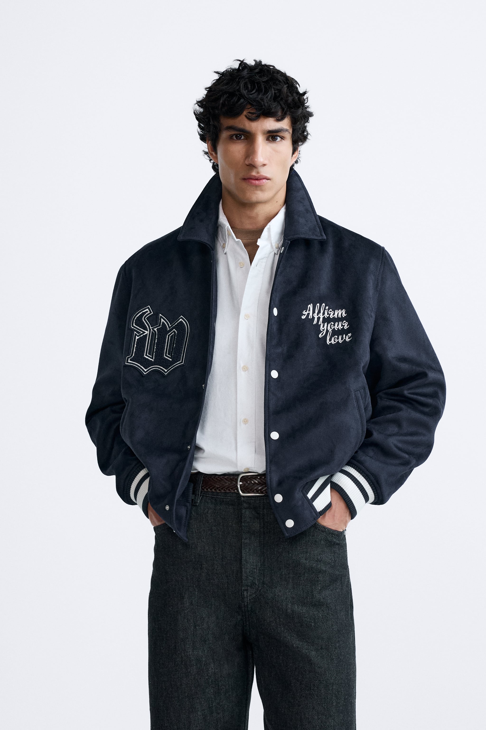 Zara Faux Suede Patch Jacket Navy [646-923-9636] Zara Faux Suede Patch Jacket Navy [646-923-9636]