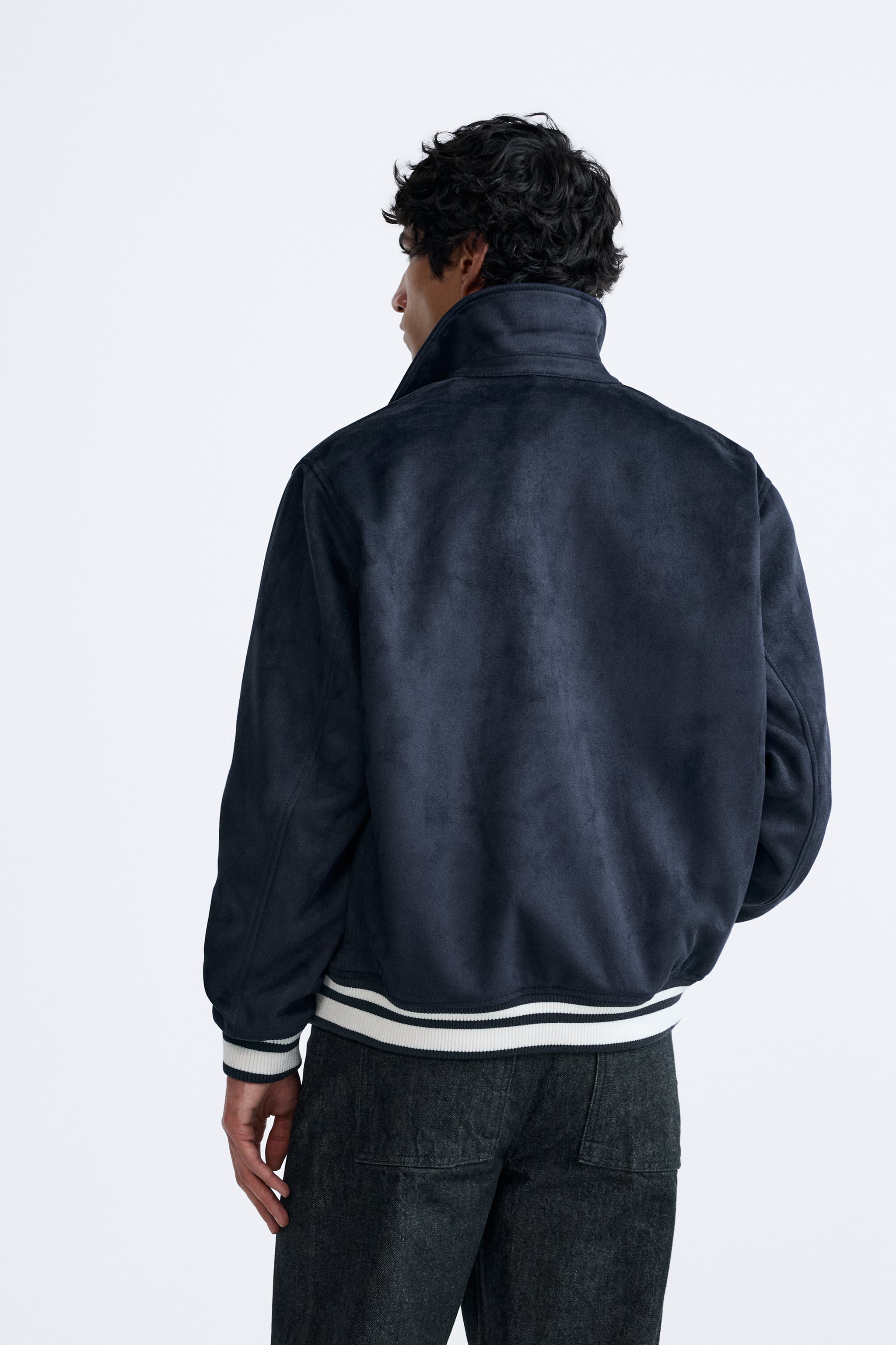 Zara Faux Suede Patch Jacket Navy [646-923-9636] Zara Faux Suede Patch Jacket Navy [646-923-9636]