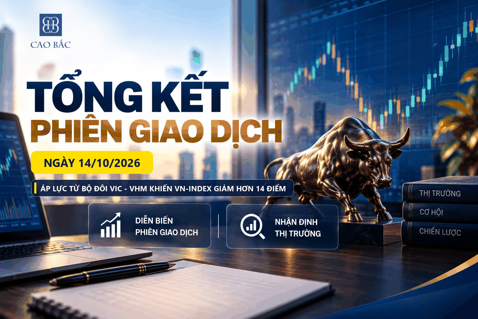 Thị trường chứng khoán ngày 14/10/2026: Áp Lực Từ Bộ Đôi VIC - VHM Khiến VN-Index Giảm Hơn 14 Điểm
