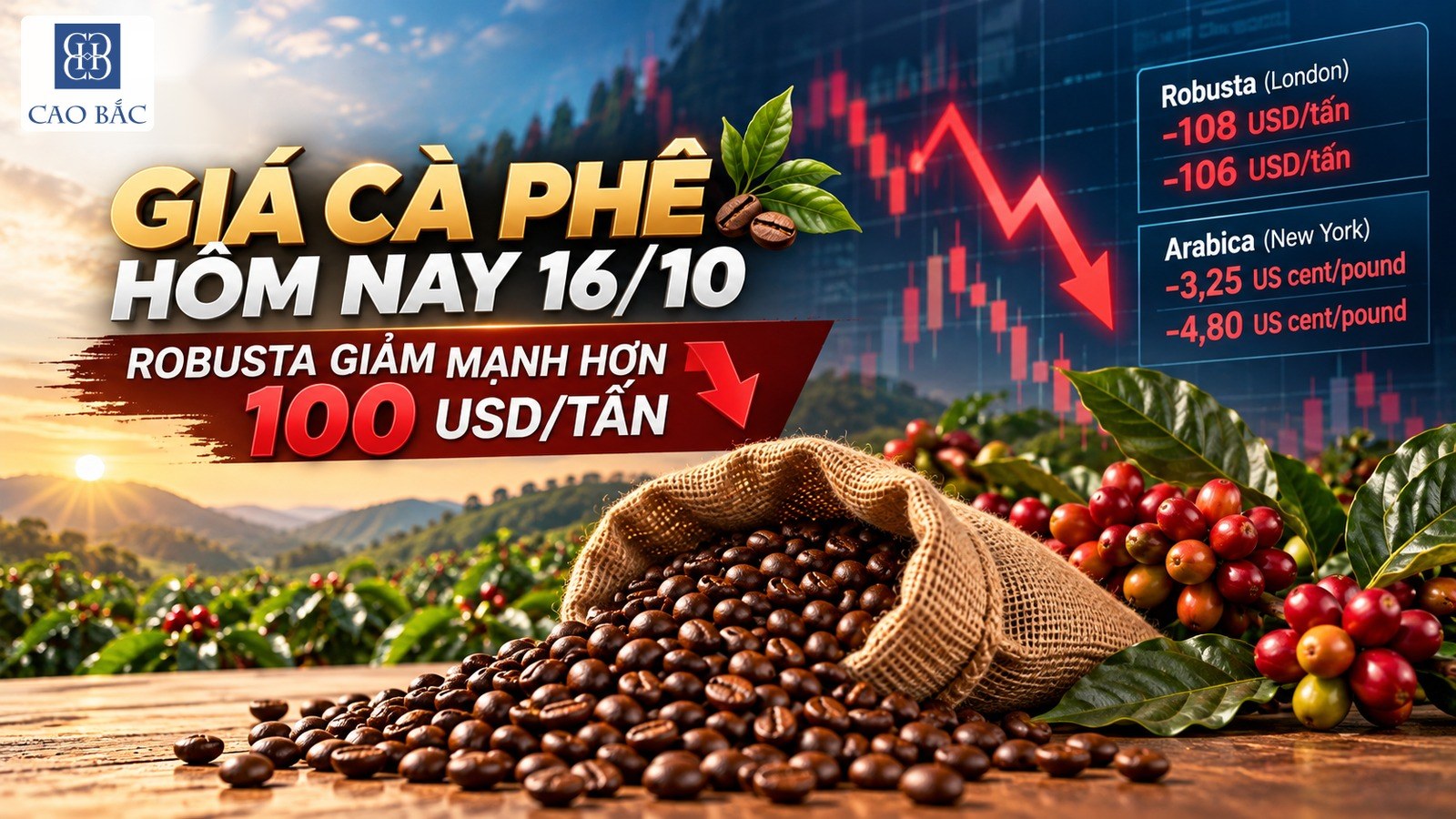 Giá cà phê ngày 16/10/2026