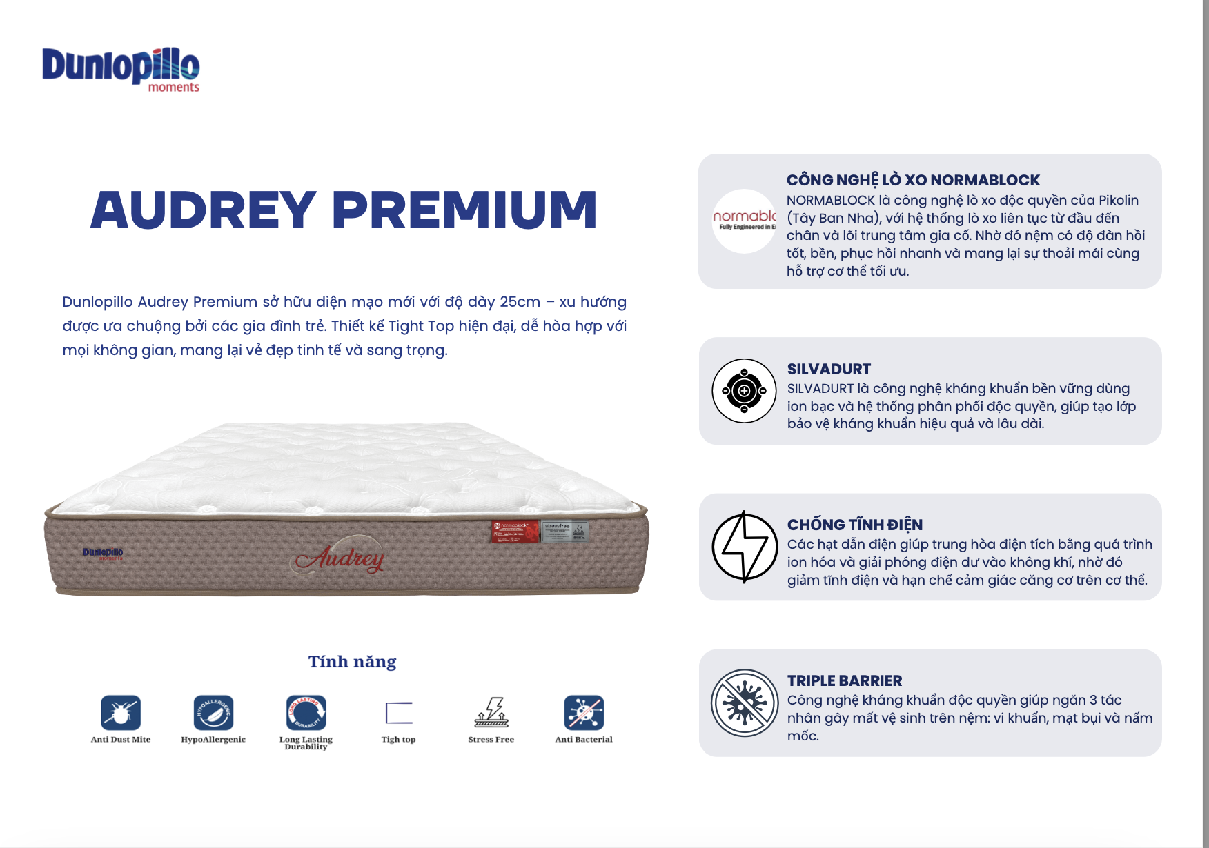 Đệm lo xo Dunlopillo Audrey Premium