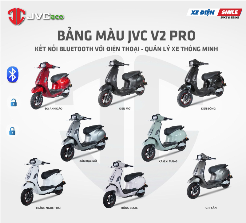 xe máy điện Vespa JVC V2 Pro sở hữu bảng màu đa dạng