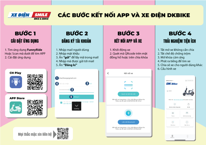 Các bước kết nối app trên xe điện DKBike EZ2