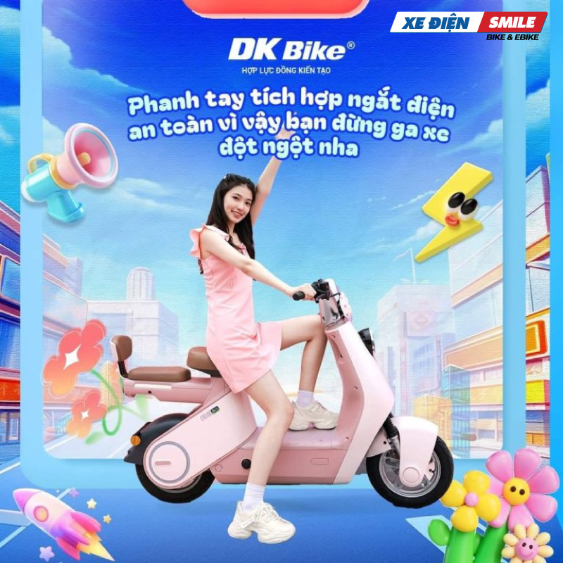 Lyva Cola DK sử dụng đĩa phanh sau  kết hợp hệ thống phanh con lăn