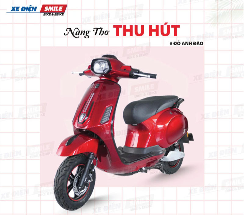 Hình ảnh Xe máy điện Vespa JVC V2 Pro màu đỏ anh đào