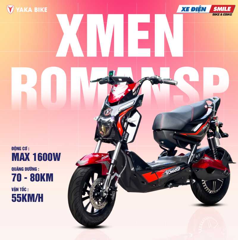 Yaka Xmen Romansp có thiết kế trẻ trung, công suất 1,8kW
