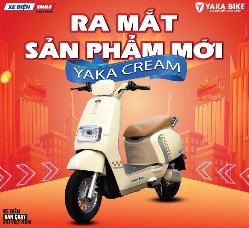 Hình ảnh xe máy điện Yaka Cream màu vàng