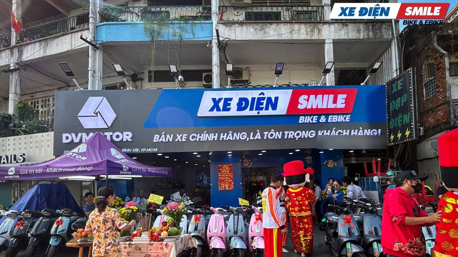Mặt tiền cửa hàng Xe Điện Smile 285 Hậu Giang, Phường Bình Tây