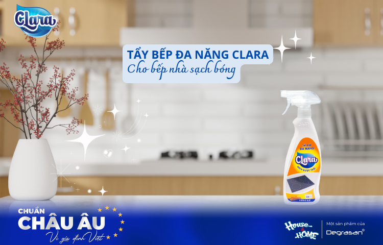 Tẩy Bếp Đa Năng Clara – Bí Quyết Giữ Không Gian Bếp Sạch Bóng, Không Dầu Mỡ