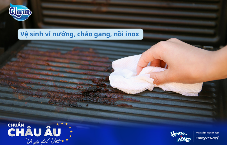 Giải Pháp Làm Sạch Vỉ Nướng, Chảo Gang, Nồi Inox Cháy Đen Hiệu Quả