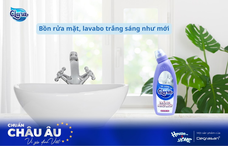 Tẩy Trắng Sứ Clara - Bí Quyết Giúp Bồn Rửa Mặt, Lavabo Sáng Bóng Như Mới