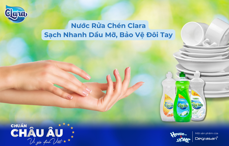 Nước Rửa Chén Clara – Sạch Nhanh Dầu Mỡ, Bảo Vệ Đôi Tay, Giữ Gian Bếp Luôn Thơm Mát