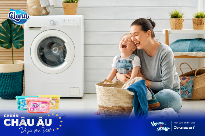 Tiết kiệm thời gian giặt giũ nhờ viên giặt xả Clara chuẩn châu Âu