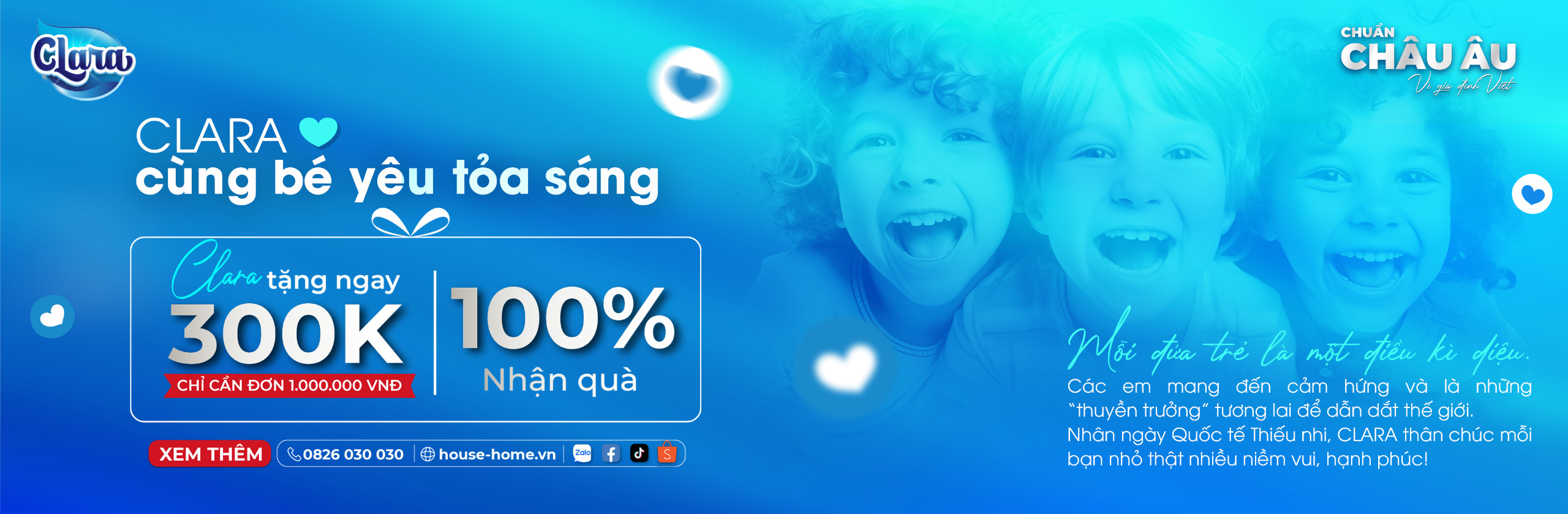 CLARA Châu Âu cùng bé yêu tỏa sáng với hàng triệu quà tặng hấp dẫn