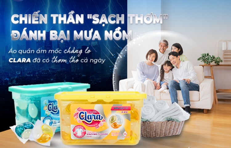 Viên giặt xả CLARA với công nghệ chống cặn bẩn máy giặt ANTI PE1