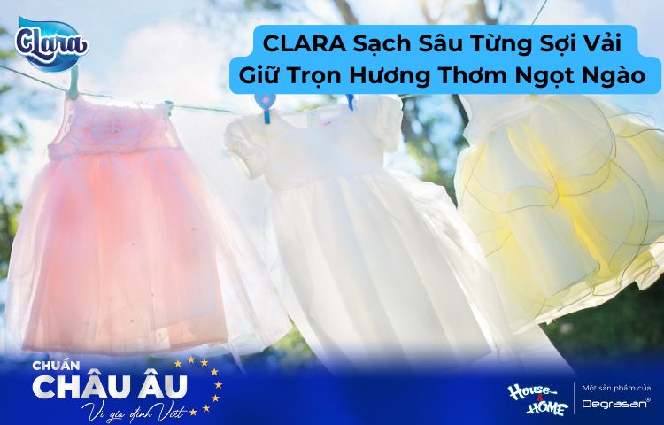 Sạch Sâu Từng Sợi Vải - Giữ Trọn Hương Thơm Ngọt Ngào Cùng Nước Giặt Xả CLARA