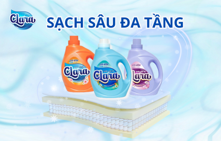 Nước giặt xả CLARA  Chuẩn Châu Âu - Công nghệ sạch sâu đa tầng, hương nước hoa đẳng cấp