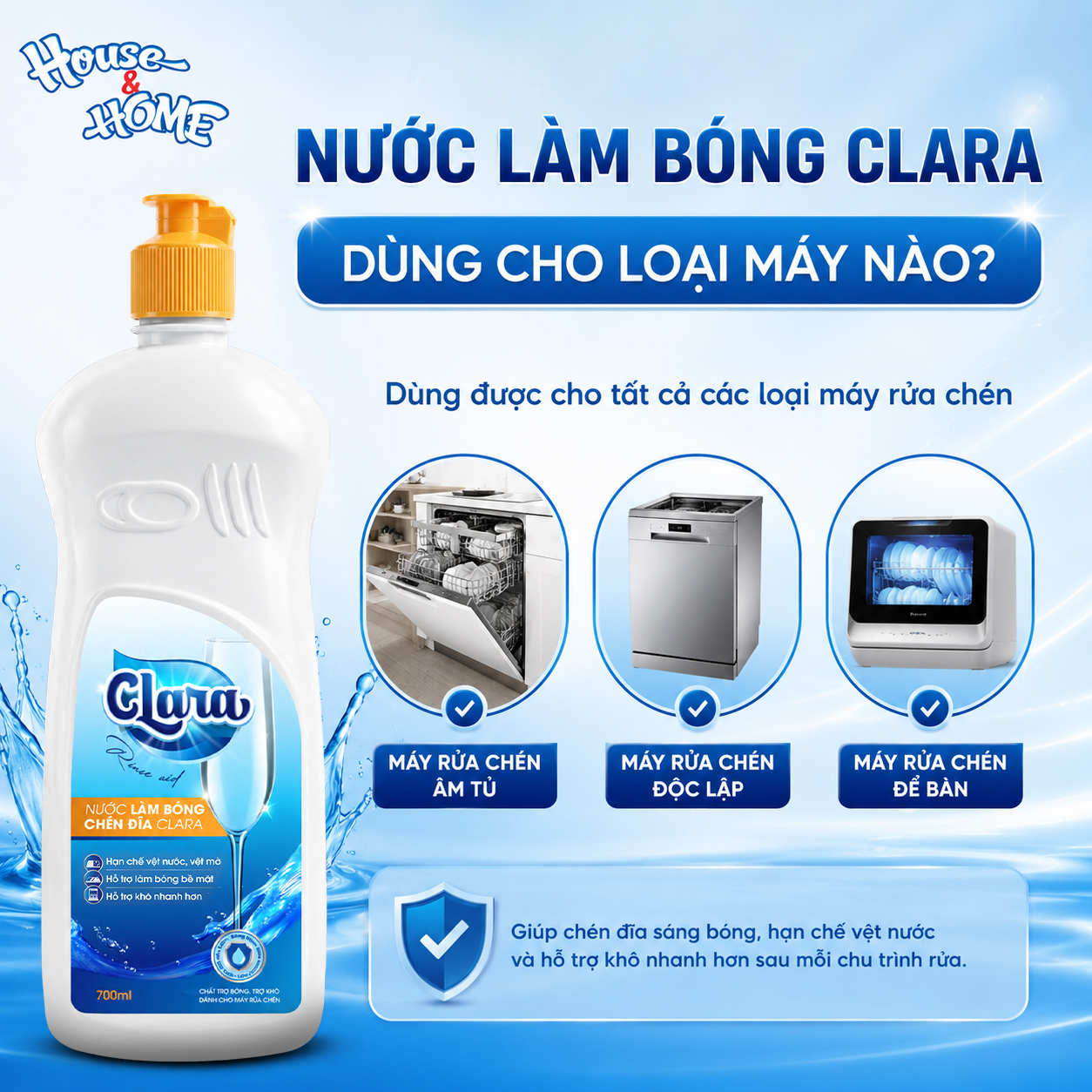 10 Câu hỏi thường gặp về Nước làm bóng chén đĩa Clara 700ml