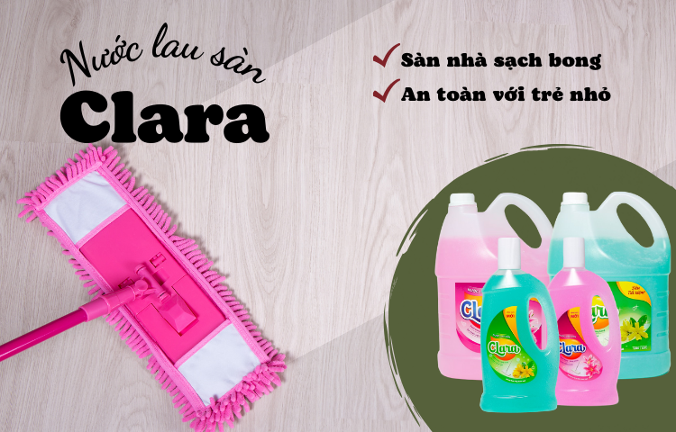 Sàn nhà sạch bong sáng bóng với nước lau sàn Clara