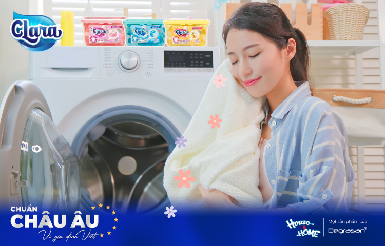 Quần áo vẫn ngát hương cả ngày dài với viên giặt xả 3in1 CLARA công thức chuẩn Châu Âu