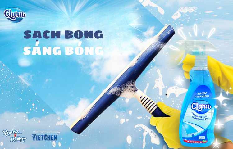 HÔ BIẾN CỬA KÍNH ĐẦY BỤI THÀNH BÓNG LOÁNG NHỜ NƯỚC LAU KÍNH CLARA
