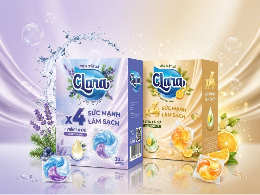 Viên Giặt Xả Clara X4 Sức Mạnh – Sạch Sâu, Thơm Lâu Chỉ Với 1 Viên
