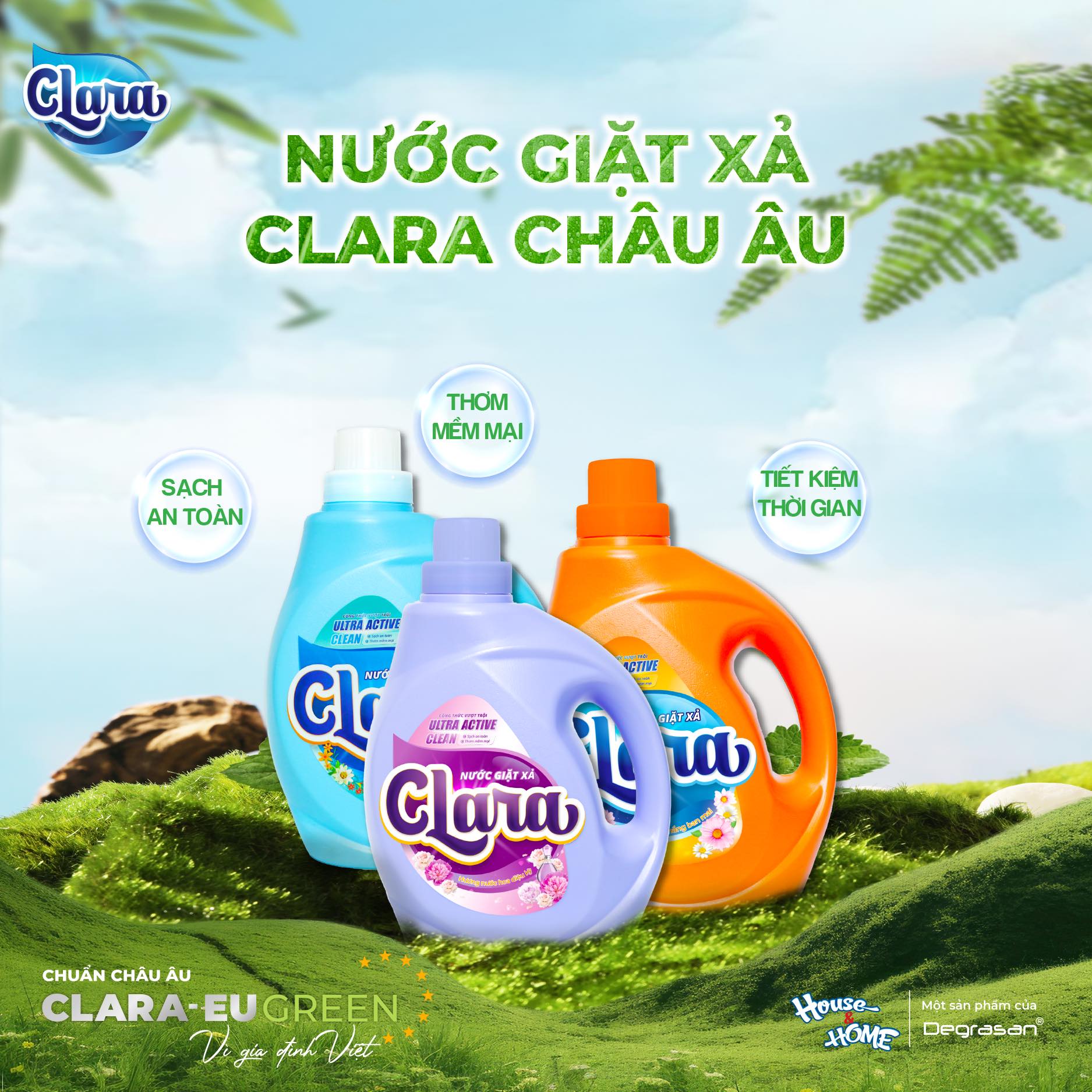 Nước giặt xả Clara Châu Âu bảo vệ sợi vải và an toàn cho làn da