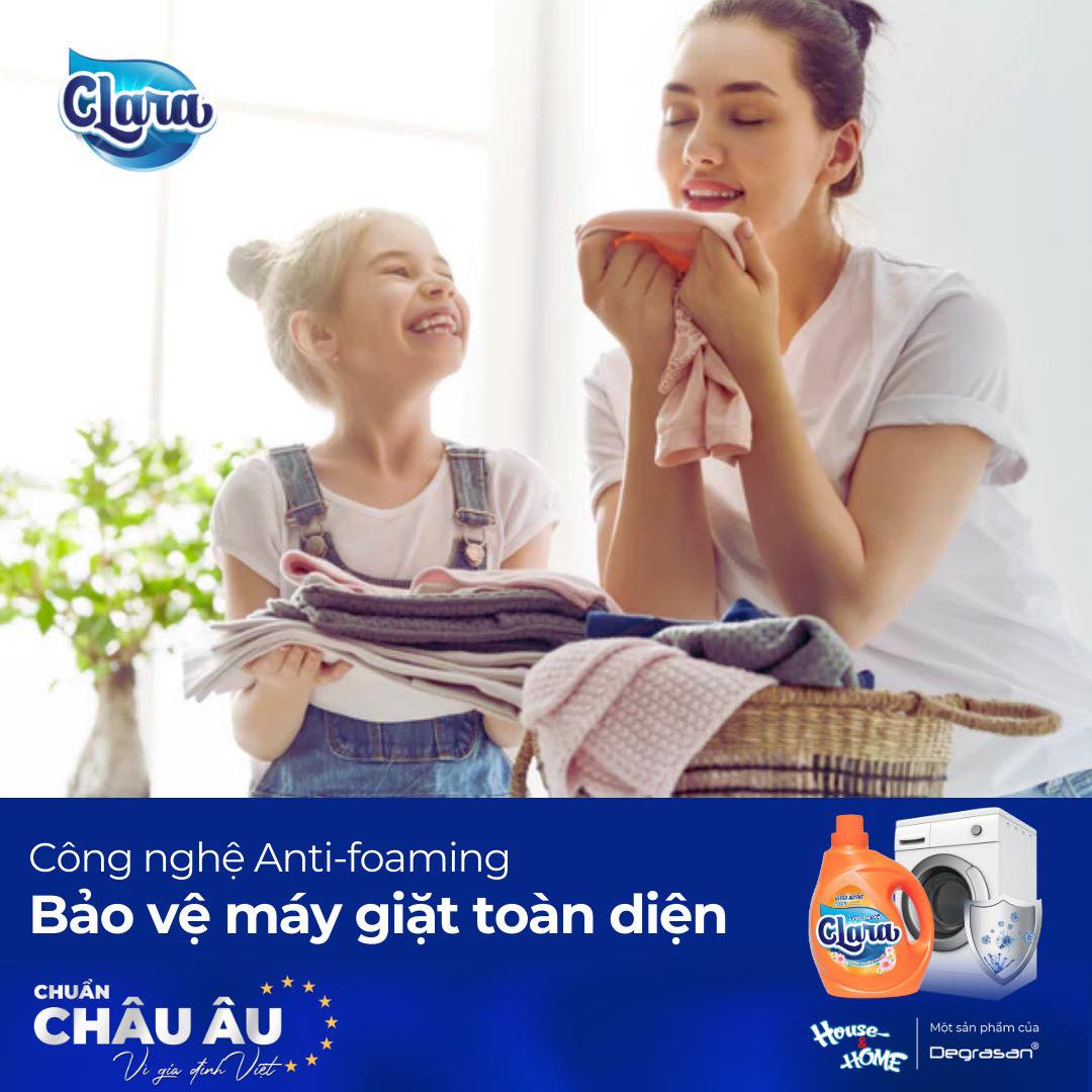Công nghệ Anti-Foaming tiên tiến giúp làm sạch sâu từng thớ vải mà không cần tạo nhiều bọt