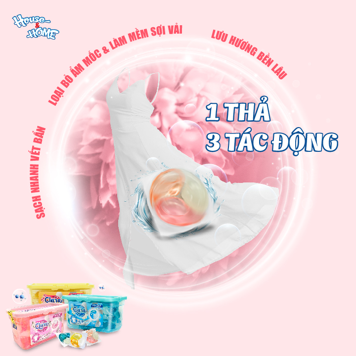 Viên giặt xả Clara với Công nghệ ProX3 cho áo quần trắng sạch, tinh tươm 