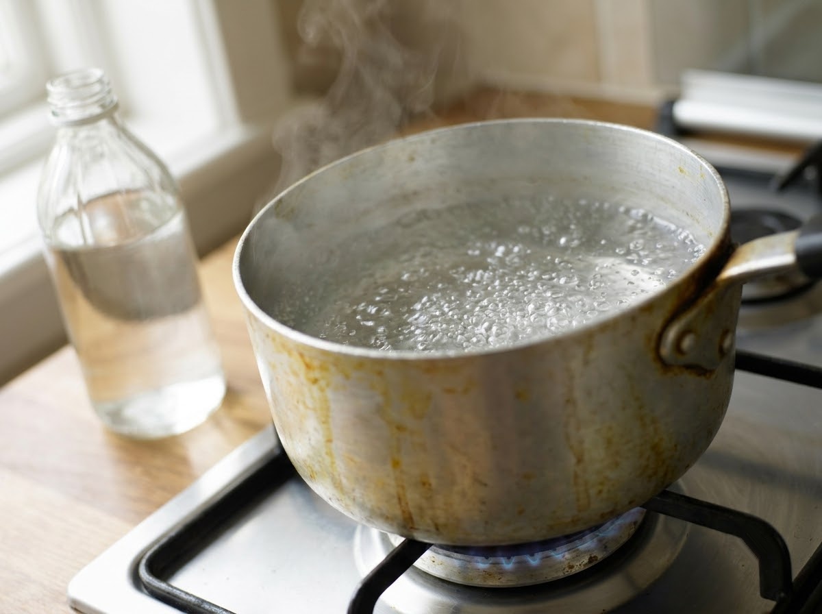 Giấm trắng và nước sôi