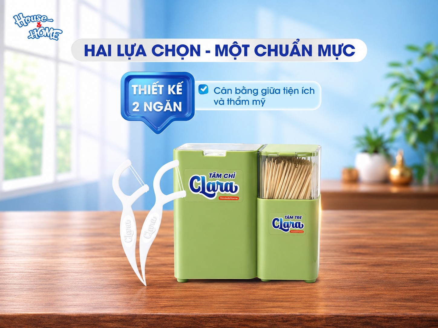 Tăm chỉ Clara hộp 2 ngăn