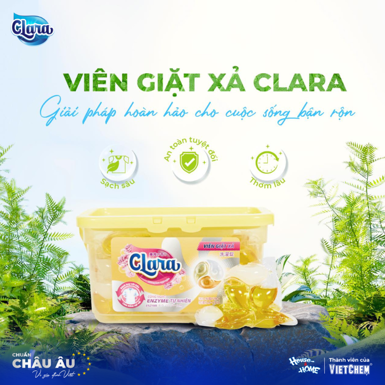 Viên giặt xả Clara 3 nhỏ gọn, siêu tiện lợi