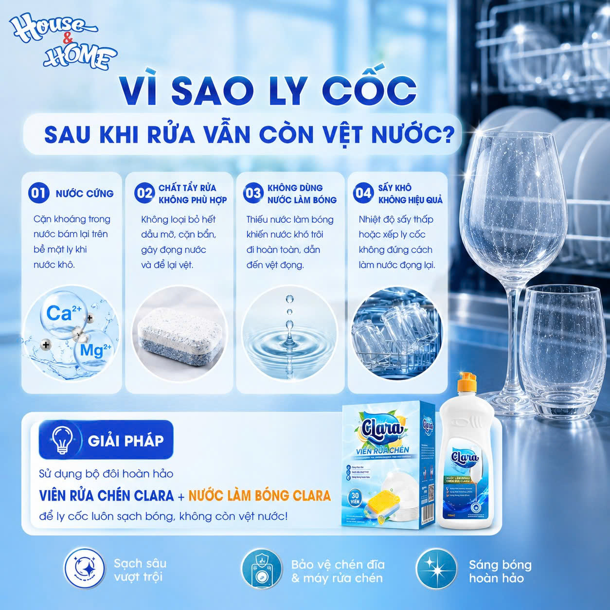 Nguyên nhân ly cốc sau rửa còn vệt nước
