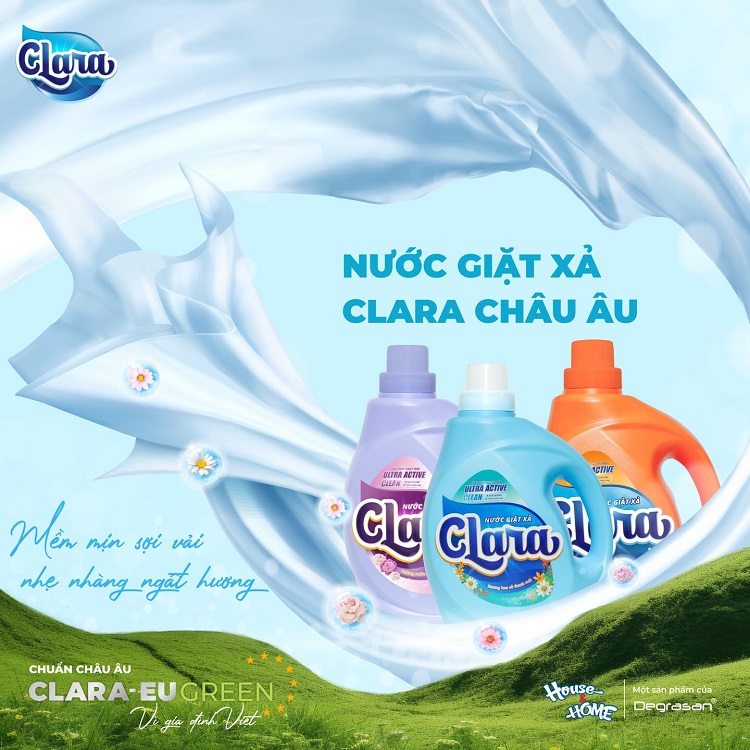Nước giặt xả 2in1 CLARA cho áo quần sạch thơm 