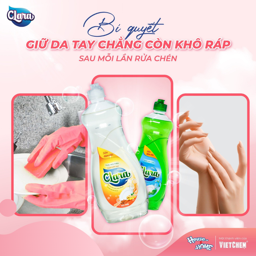 Nước rửa chén Clara an toàn với da tay