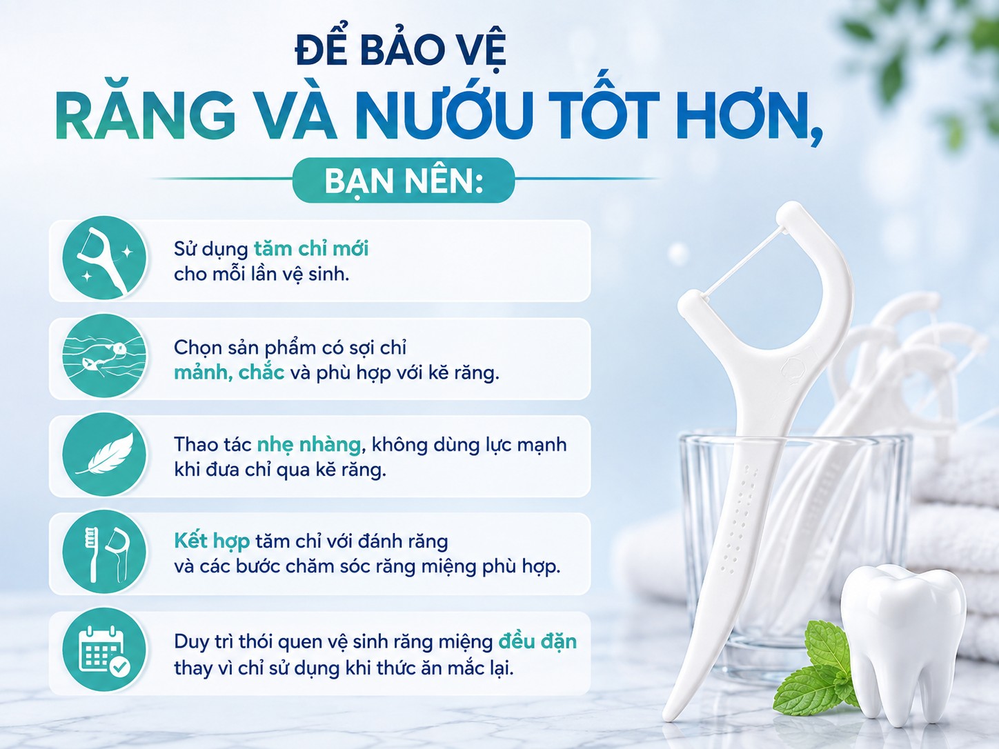 Cách dùng tăm chỉ nha khoa