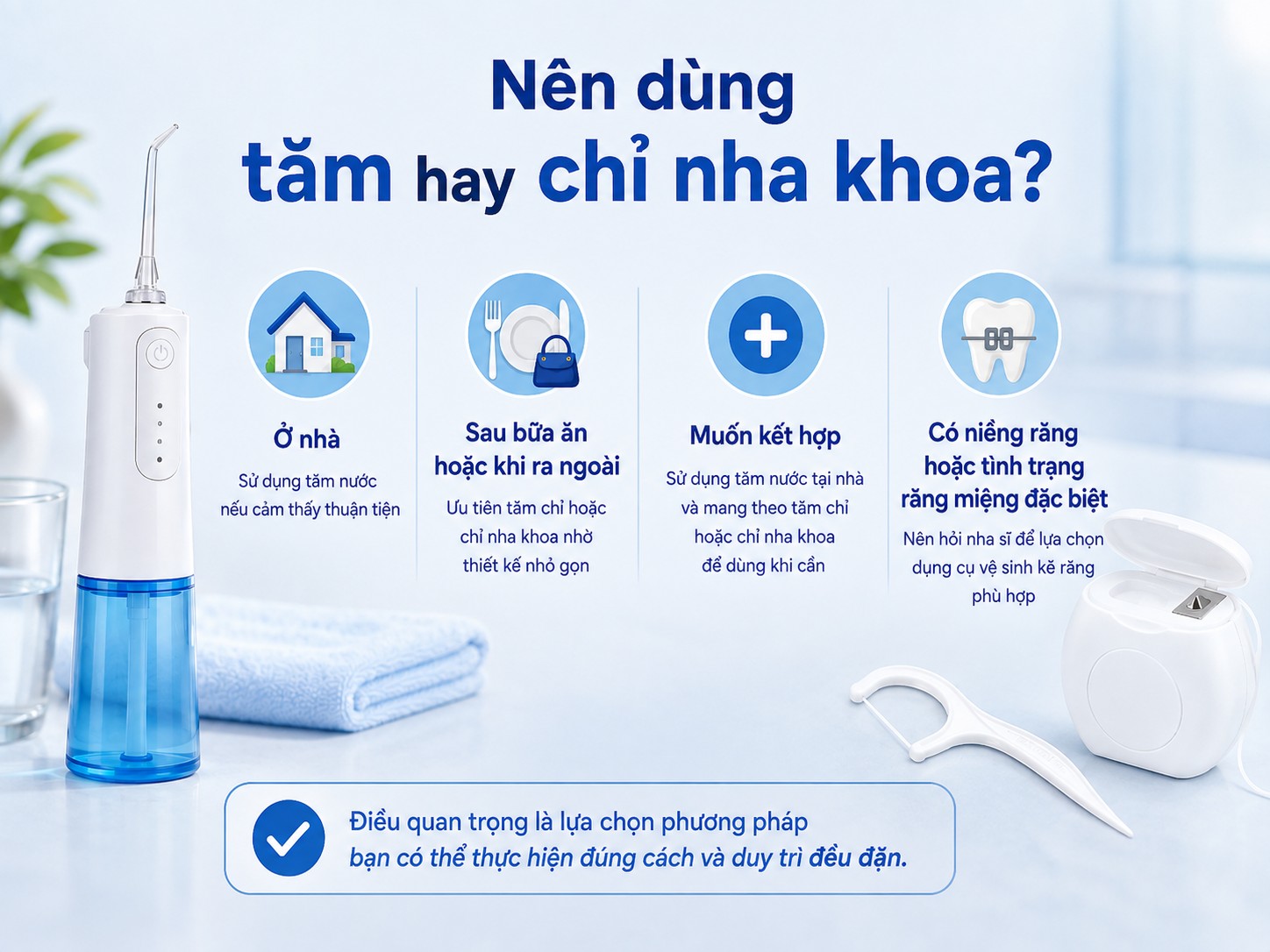 Linh hoạt lựa chọn dụng cụ vệ sinh răng miệng