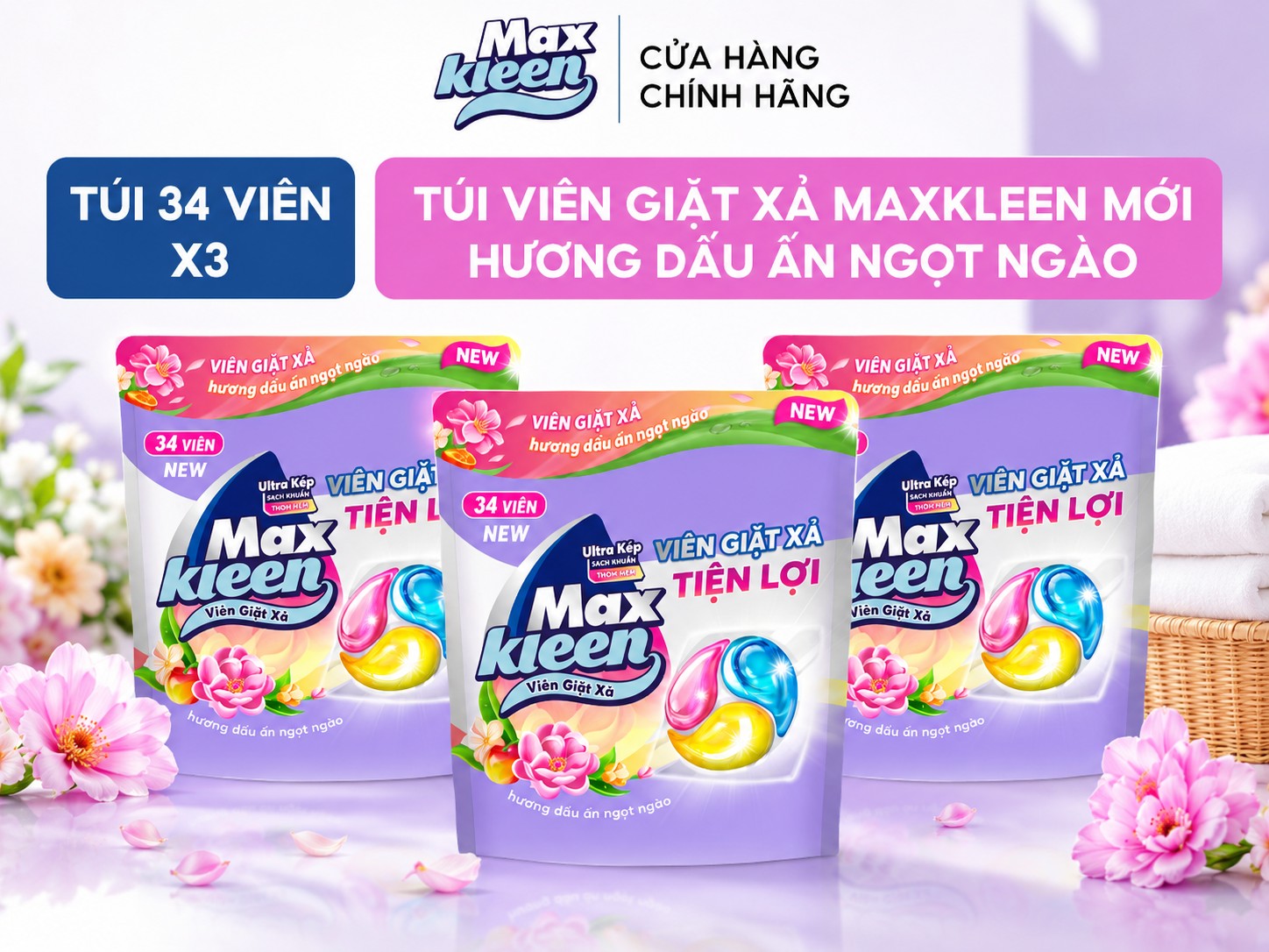 Viên giặt xả MaxKleen