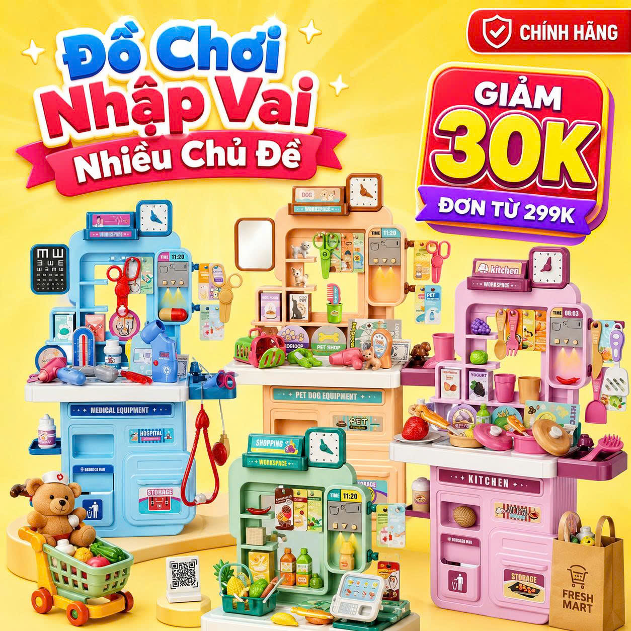 Bộ Đồ Chơi Nhập Vai Nhiều Chủ Đề Cho Bé 53–68 Chi Tiết