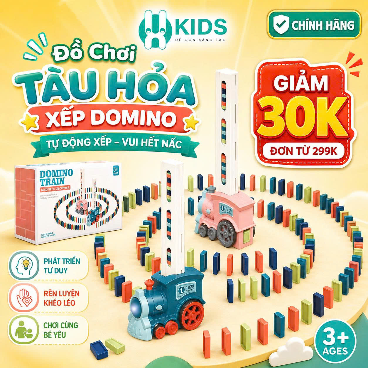 Đồ Chơi Tàu Hỏa Xếp Domino Tự Động Cho Bé 3+