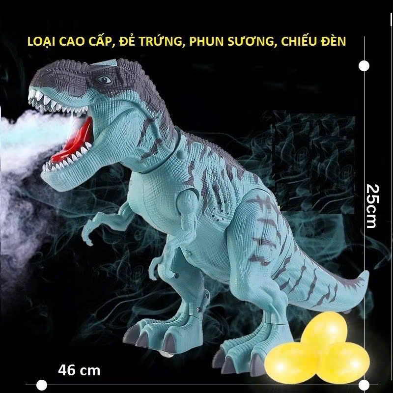 Khủng long phun lửa 333-56 màu xanh ngọc phun sương đỏ, bên cạnh là trứng phát sáng