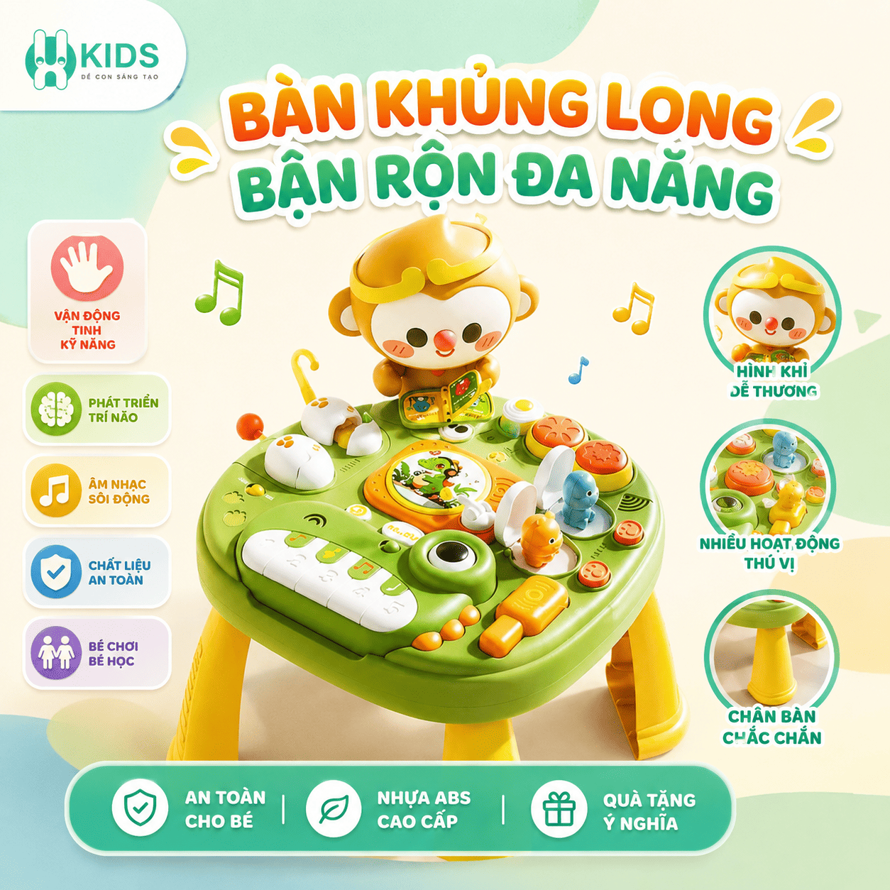 BÀN KHỦNG LONG BẬN RỘN ĐA NĂNG – TRỢ LÝ GIỮ TRẺ” ĐỈNH CAO CHO MẸ BỈM