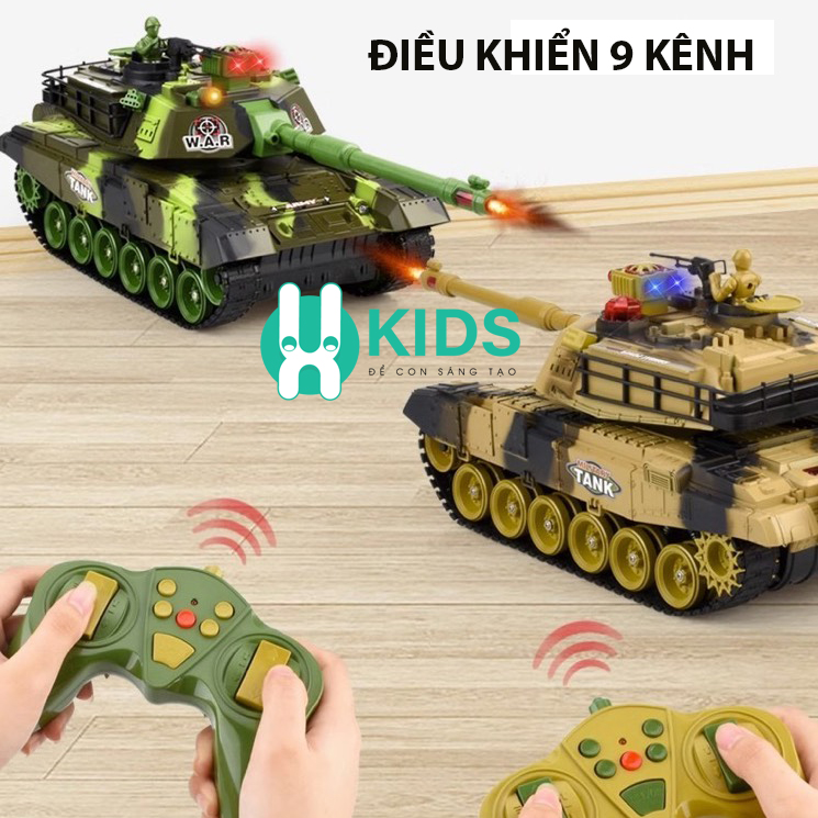 Đồ chơi xe tăng điều khiển từ xa 9 kênh RC 2.4G đa chức năng cỡ lớn X KIDS vượt địa hình có đèn nhạc vui nhộn cho trẻ em