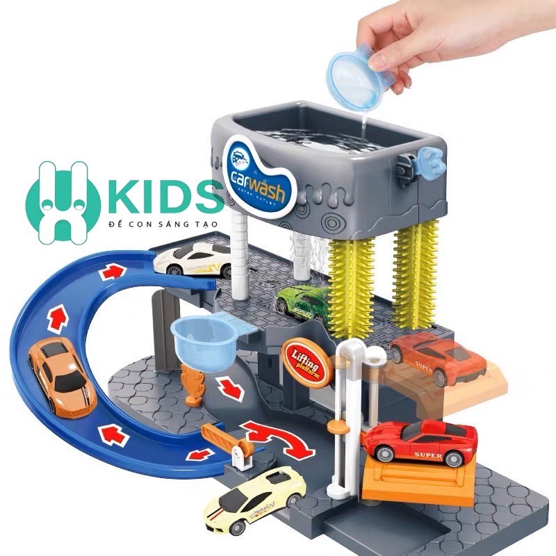 Bộ đồ chơi rửa xe ô tô thông minh đổi màu theo nhiệt độ có đèn và âm thanh sống động cho bé siêu thú vị