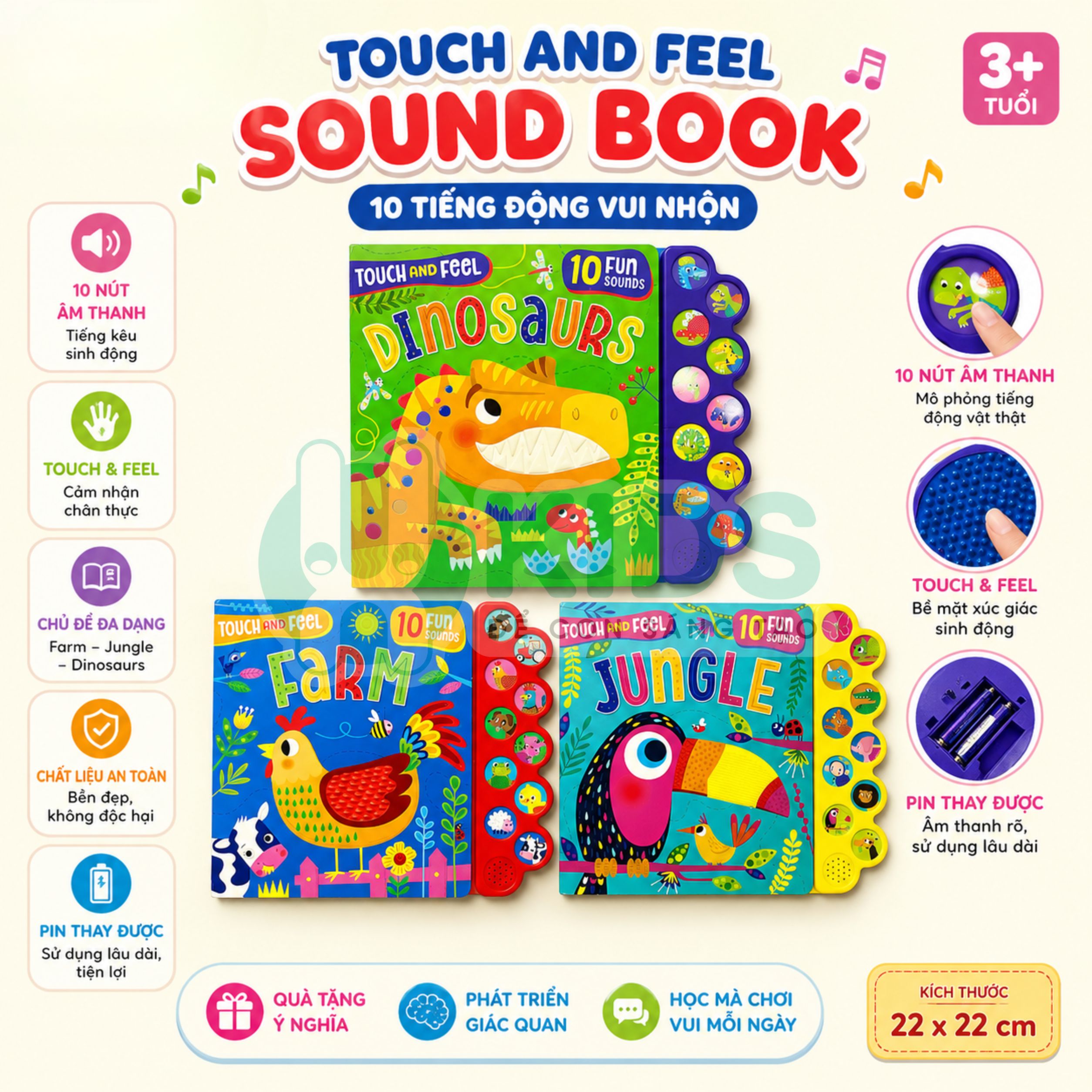 Đồ Chơi Âm Thanh Touch And Feel Sound Book 10 Âm Thanh Cho Bé 3 Tuổi+