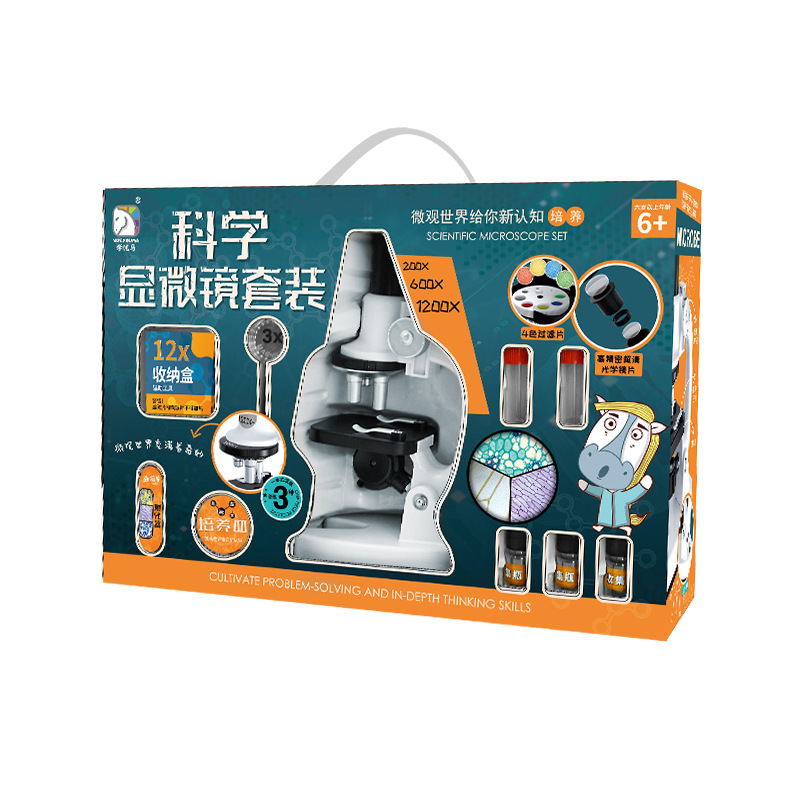 Kính Hiển Vi Cho Bé 1200X Kết Nối Điện Thoại – Bộ Kính Hiển Vi Trẻ Em Có Đèn LED, 4 Kính Lọc Màu, Quan Sát Côn Trùng &