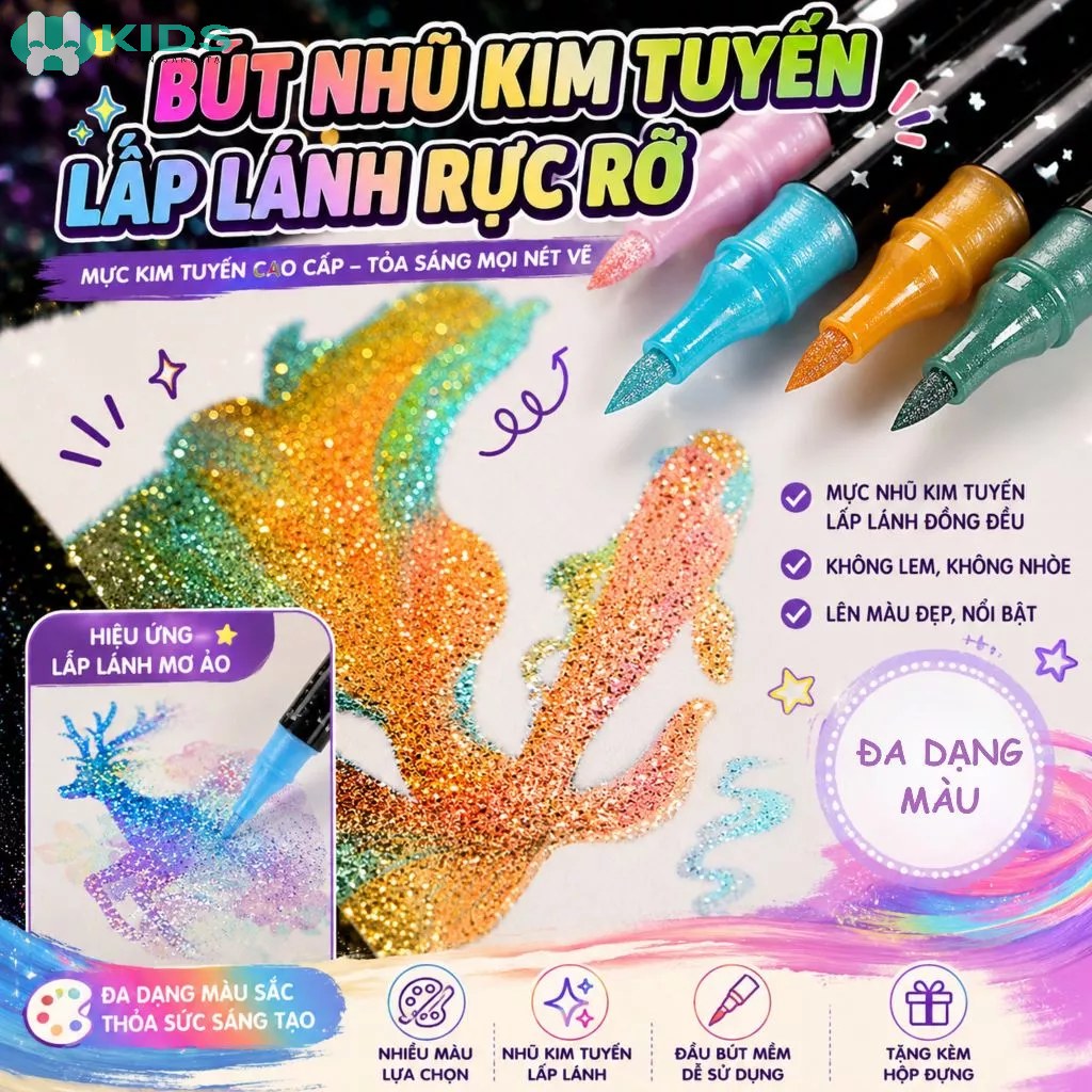 Bộ Màu Nhũ Kim Tuyến, Màu Gaga Baby – Hộp Vali Đa Năng Có Bảng Vẽ Gấp Gọn Cho Bé Học Vẽ Sáng Tạo | Xkids