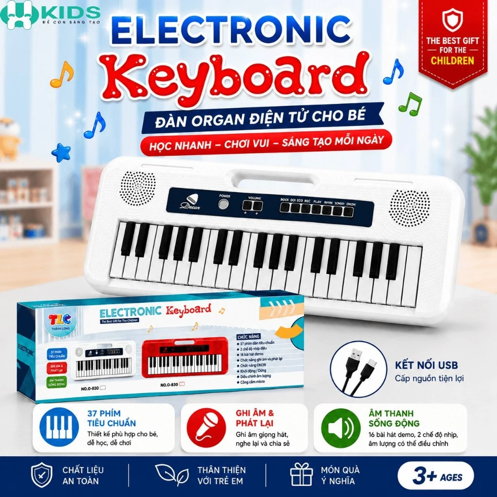 Bộ Đàn Organ Điện Tử 37 Phím Cho Bé