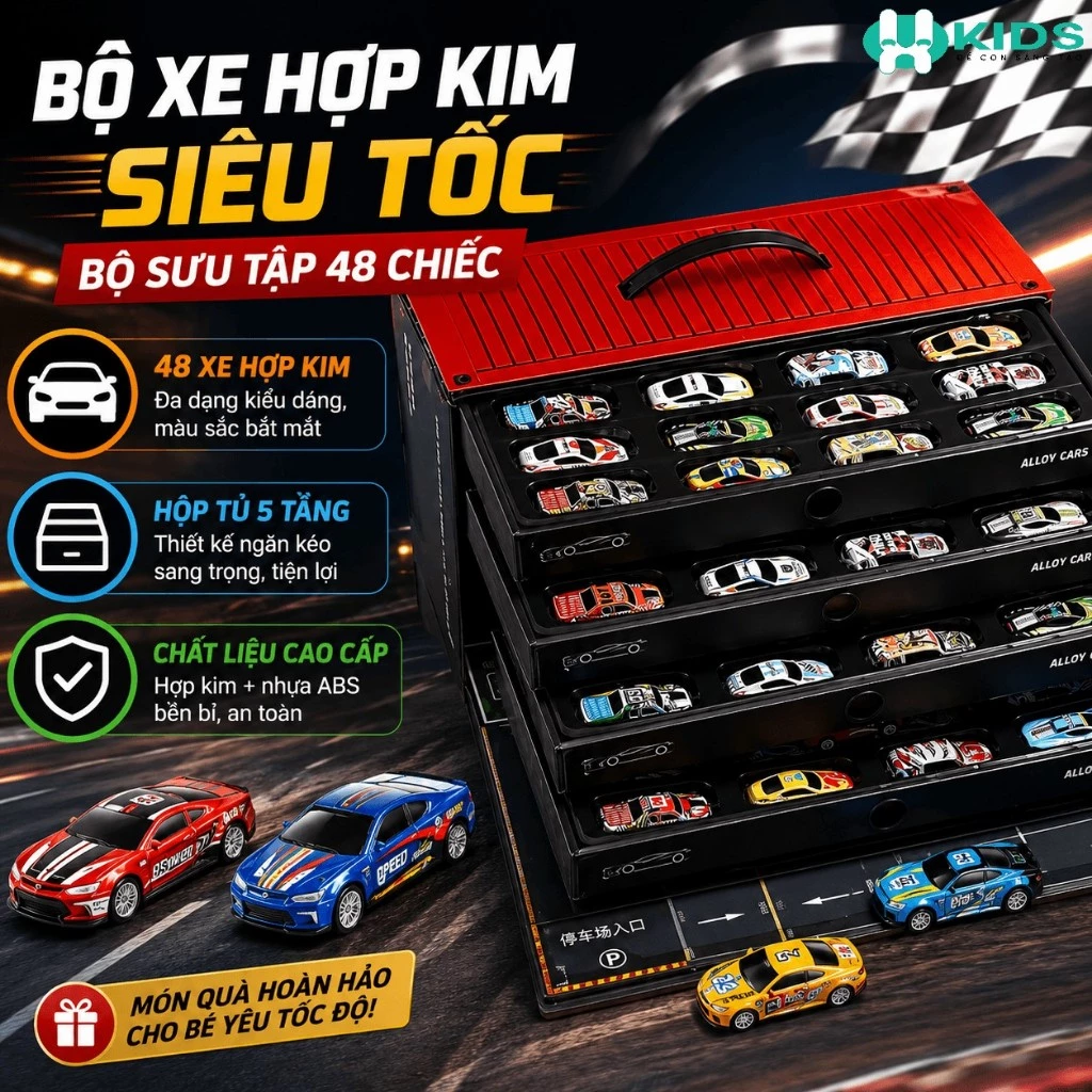 Hộp 48 xe ô tô hợp kim nhập sỉ